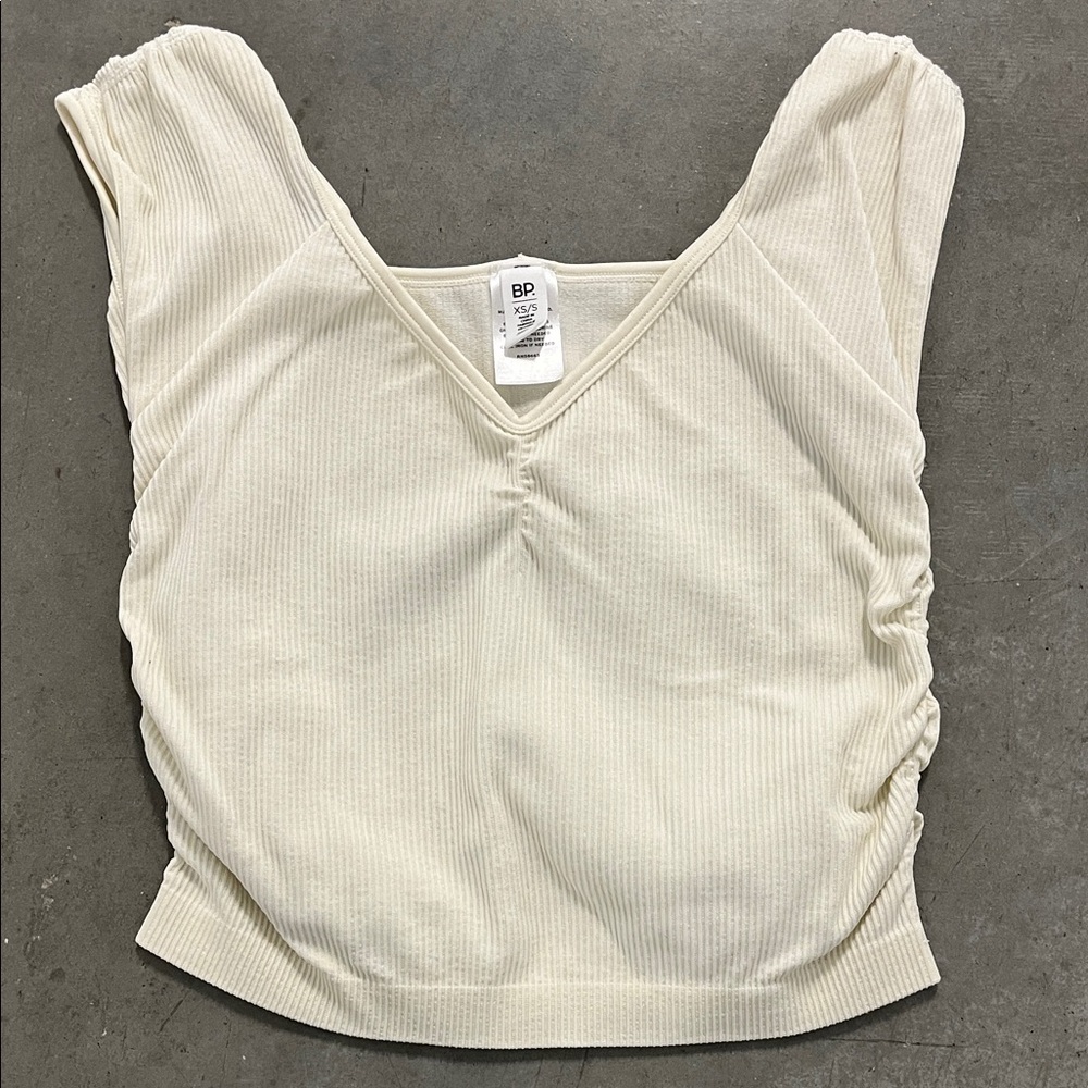 BP Ivory Ribbed Crop Top